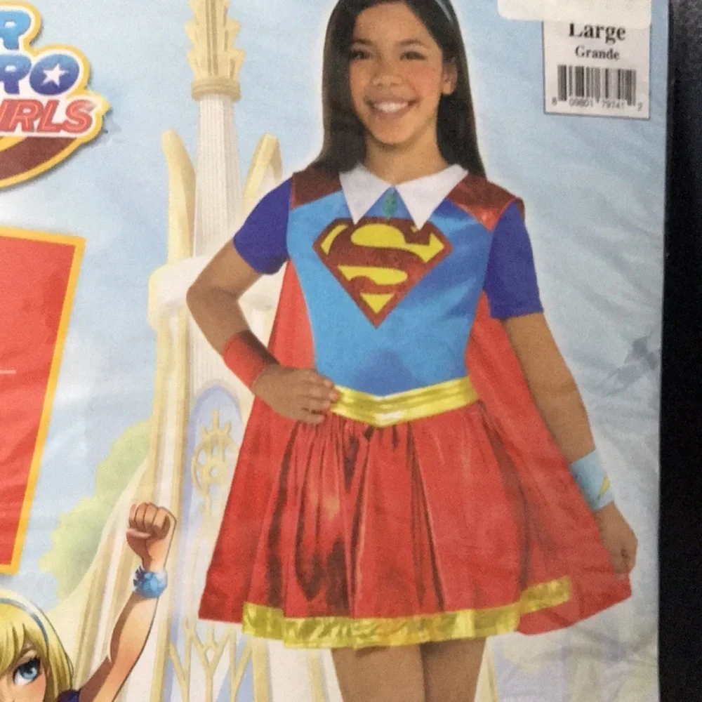 Dc SuperGirl super hero costume Red Blue Gold
